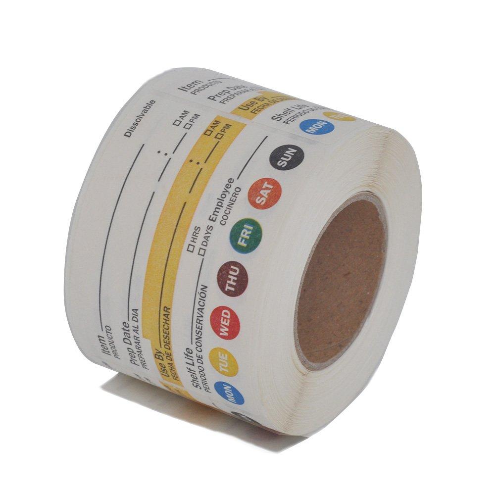 EcoDispose Dissolvable Label Shelf Life for Food Rotation Use by Stickers 2 x 3 Inch Roll of Labels (250 Labels/Roll)