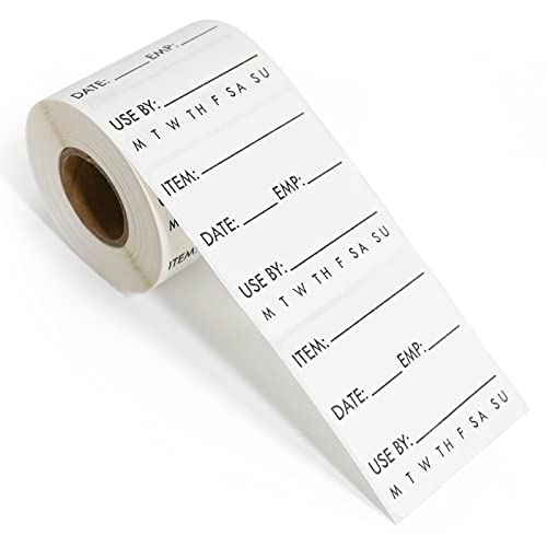 EcoDispose Dissolvable Food Labels 2 x 2 Inch Shelf Life for Containers Use by Roll of 250 Labels